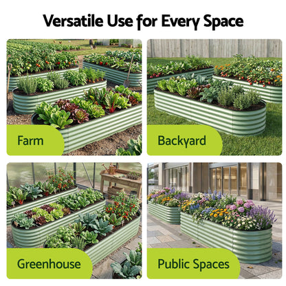 Green Fingers Oval Raised Garden Bed Galvanised Planter Box Rust Resistant 240x60x45cm Green-Home &amp; Garden > Garden Beds > Garden Beds &amp; Planters-PEROZ Accessories