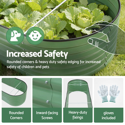 Green Fingers Oval Raised Garden Bed Galvanised Planter Box Rust Resistant 240x60x45cm Green-Home &amp; Garden > Garden Beds > Garden Beds &amp; Planters-PEROZ Accessories