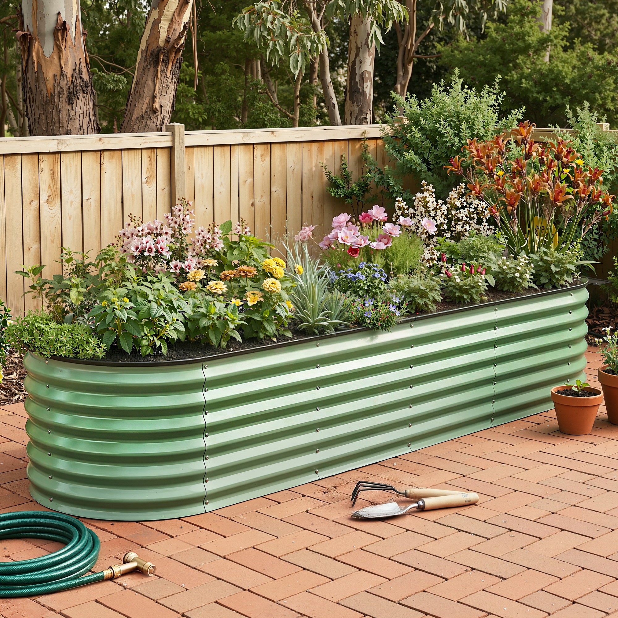 Green Fingers Oval Raised Garden Bed Galvanised Planter Box Rust Resistant 240x60x45cm Green-Home &amp; Garden > Garden Beds > Garden Beds &amp; Planters-PEROZ Accessories
