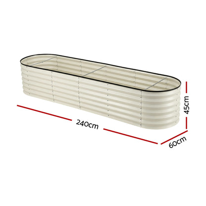 Green Fingers Oval Raised Garden Bed Galvanised Planter Box Rust Resistant 240x60x45cm White-Home &amp; Garden > Garden Beds > Garden Beds &amp; Planters-PEROZ Accessories