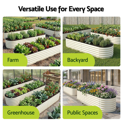 Green Fingers Oval Raised Garden Bed Galvanised Planter Box Rust Resistant 240x60x45cm White-Home &amp; Garden > Garden Beds > Garden Beds &amp; Planters-PEROZ Accessories
