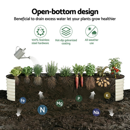 Green Fingers Oval Raised Garden Bed Galvanised Planter Box Rust Resistant 240x60x45cm White-Home &amp; Garden > Garden Beds > Garden Beds &amp; Planters-PEROZ Accessories