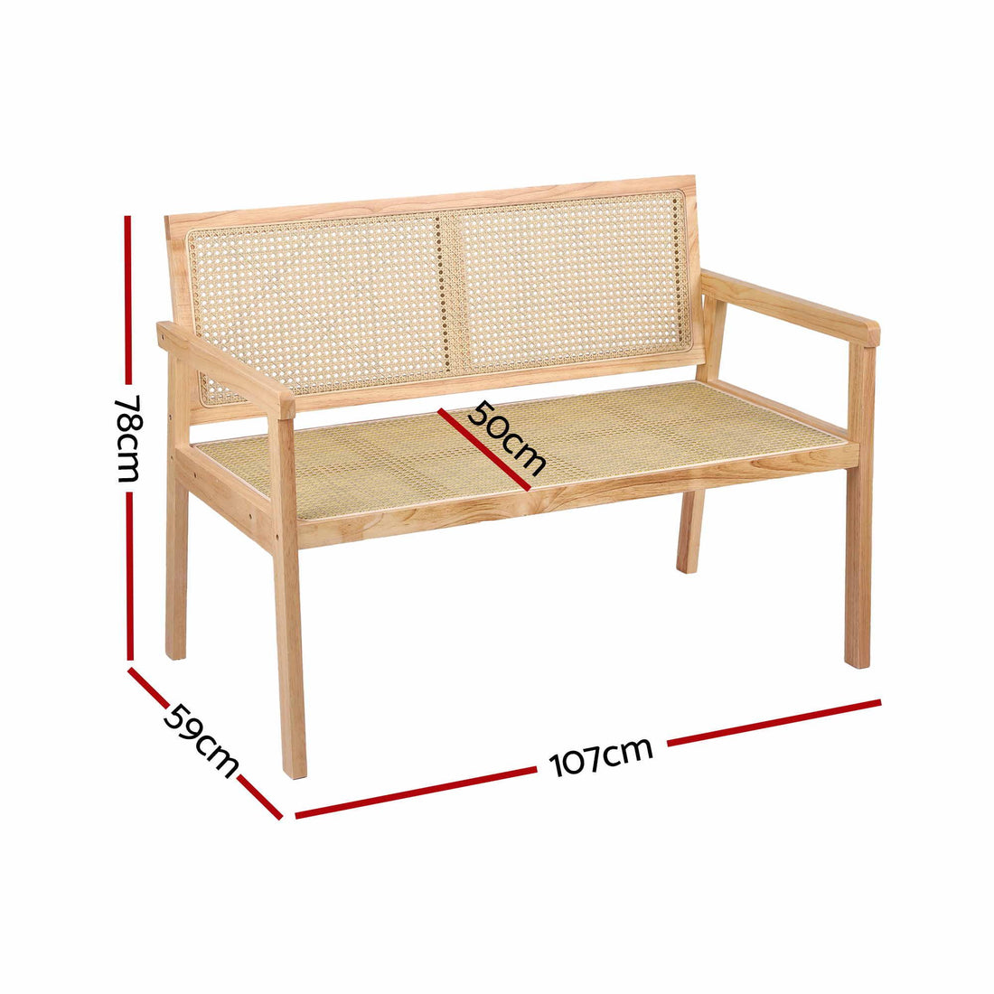 Gardeon Garden Bench Wooden Bench Outdoor PVC Woven Seat Backrest 107cm-Furniture > Outdoor > Outdoor Chairs-PEROZ Accessories