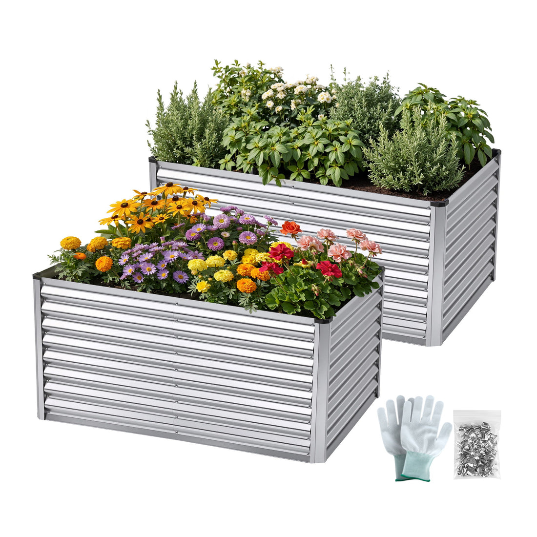 Green Fingers Raised Garden Bed 2 in 1 Modular Galvanised Planter Box Rust Resistant 240x80x60cm-Home &amp; Garden > Garden Beds > Garden Beds &amp; Planters-PEROZ Accessories