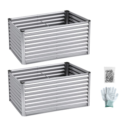 Green Fingers Raised Garden Bed 2 in 1 Modular Galvanised Planter Box Rust Resistant 240x80x60cm-Home &amp; Garden > Garden Beds > Garden Beds &amp; Planters-PEROZ Accessories