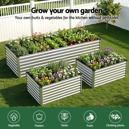Green Fingers Raised Garden Bed 2 in 1 Modular Galvanised Planter Box Rust Resistant 240x80x60cm-Home &amp; Garden > Garden Beds > Garden Beds &amp; Planters-PEROZ Accessories