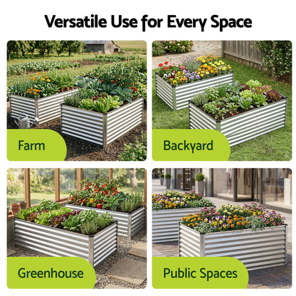 Green Fingers Raised Garden Bed 2 in 1 Modular Galvanised Planter Box Rust Resistant 240x80x60cm-Home &amp; Garden > Garden Beds > Garden Beds &amp; Planters-PEROZ Accessories