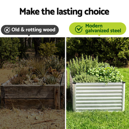 Green Fingers Raised Garden Bed 2 in 1 Modular Galvanised Planter Box Rust Resistant 240x80x60cm-Home &amp; Garden > Garden Beds > Garden Beds &amp; Planters-PEROZ Accessories