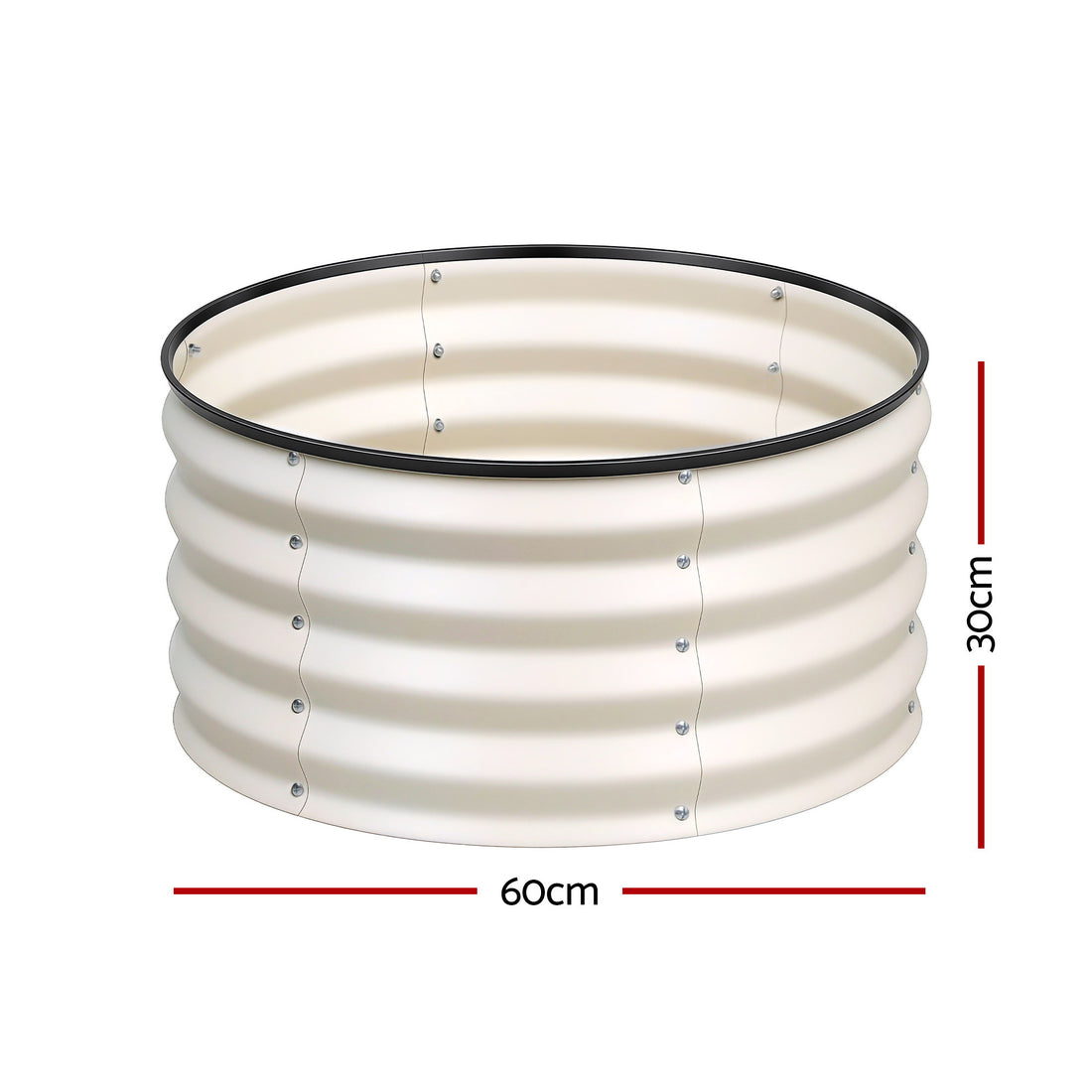 Green Fingers Round Raised Garden Bed 2 Pack Galvanised Planter Box Rust Resistant 60x60x30cm White-Home &amp; Garden > Garden Beds > Garden Beds &amp; Planters-PEROZ Accessories