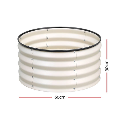 Green Fingers Round Raised Garden Bed 2 Pack Galvanised Planter Box Rust Resistant 60x60x30cm White-Home &amp; Garden > Garden Beds > Garden Beds &amp; Planters-PEROZ Accessories