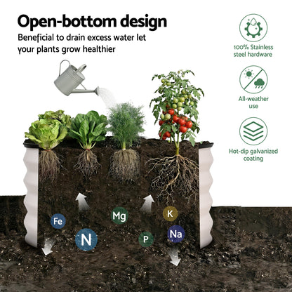 Green Fingers Round Raised Garden Bed 2 Pack Galvanised Planter Box Rust Resistant 60x60x30cm White-Home &amp; Garden > Garden Beds > Garden Beds &amp; Planters-PEROZ Accessories