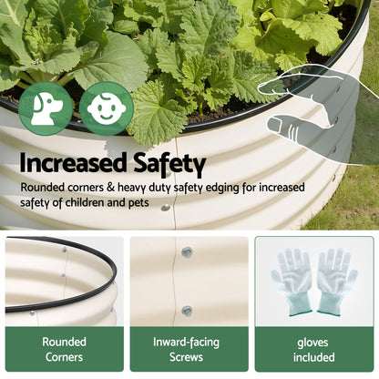Green Fingers Round Raised Garden Bed 2 Pack Galvanised Planter Box Rust Resistant 60x60x30cm White-Home &amp; Garden > Garden Beds > Garden Beds &amp; Planters-PEROZ Accessories