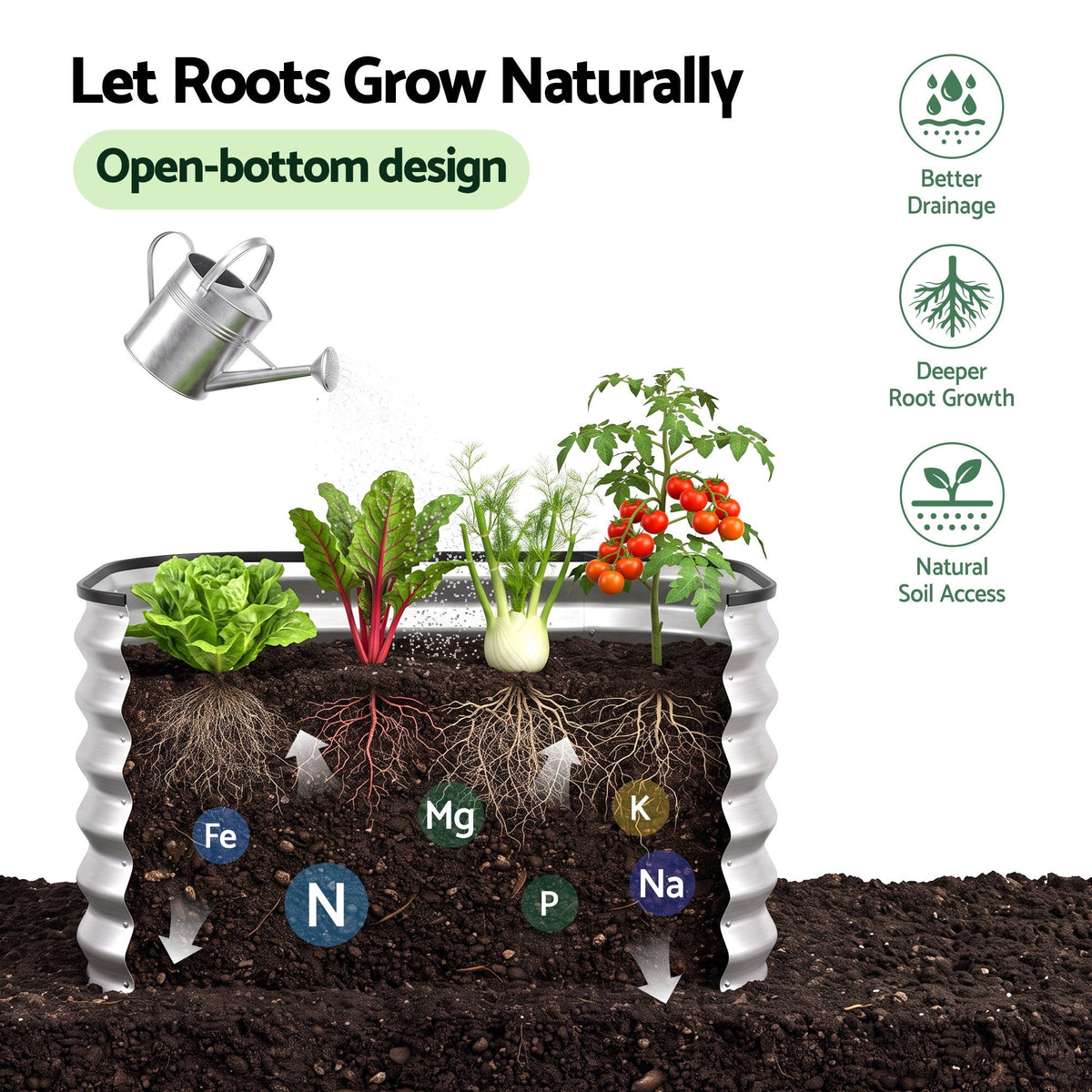 Green Fingers Galvanized Raised Garden Bed 2 Pack Metal Planter 60x60x45cm-Home &amp; Garden > Garden Beds > Garden Beds &amp; Planters-PEROZ Accessories