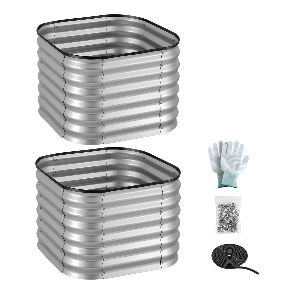 Green Fingers Galvanized Raised Garden Bed 2 Pack Metal Planter 60x60x45cm-Home &amp; Garden > Garden Beds > Garden Beds &amp; Planters-PEROZ Accessories