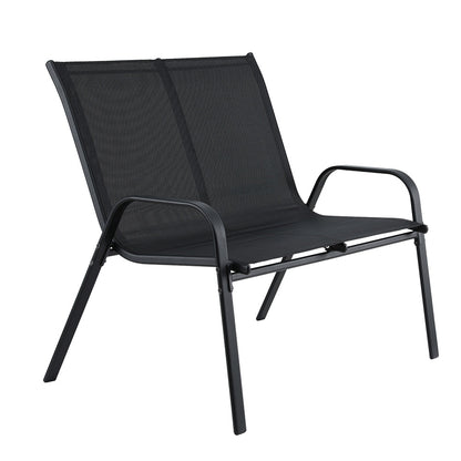 Gardeon Garden Bench Seat Steel Outdoor Patio Park Lounge Backyard Chair Black-Furniture &gt; Outdoor &gt; Outdoor Chairs-PEROZ Accessories