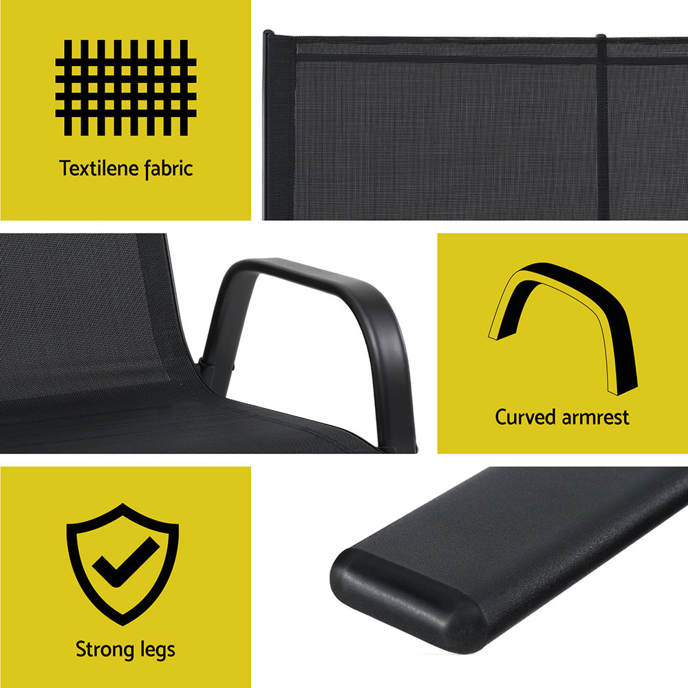 Gardeon Garden Bench Seat Steel Outdoor Patio Park Lounge Backyard Chair Black-Furniture &gt; Outdoor &gt; Outdoor Chairs-PEROZ Accessories
