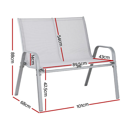 Gardeon Garden Bench Seat Steel Outdoor Patio Park Lounge Backyard Chair Grey-Furniture &gt; Outdoor &gt; Outdoor Chairs-PEROZ Accessories
