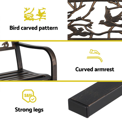 Gardeon Outdoor Bench Seat Garden Steel Outdoor Furniture 3 Seater Park Bronze-Furniture &gt; Outdoor &gt; Outdoor Benches-PEROZ Accessories