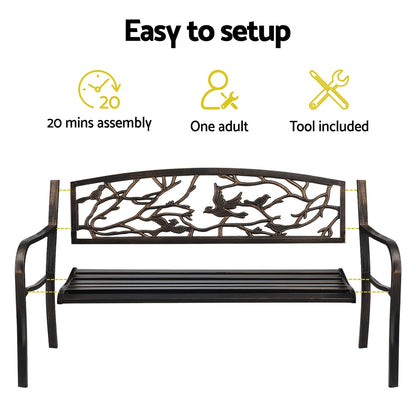 Gardeon Outdoor Bench Seat Garden Steel Outdoor Furniture 3 Seater Park Bronze-Furniture &gt; Outdoor &gt; Outdoor Benches-PEROZ Accessories