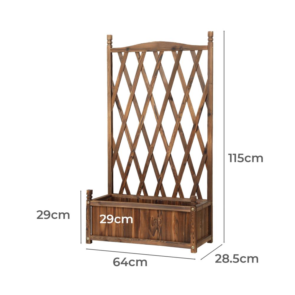 Livsip 2pc Wooden Raised Garden Bed with Trellis 64 x 28.5 x 115cm Garden Bed Standing Flower Vegetable Planter-Garden Beds-PEROZ Accessories
