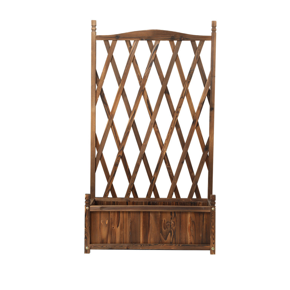 Livsip 2pc Wooden Raised Garden Bed with Trellis 64 x 28.5 x 115cm Garden Bed Standing Flower Vegetable Planter-Garden Beds-PEROZ Accessories