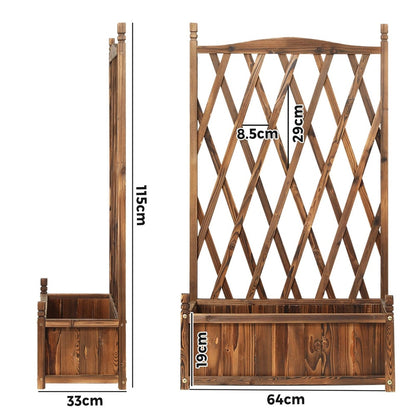 Livsip 2pc Wooden Raised Garden Bed with Trellis 64 x 28.5 x 115cm Garden Bed Standing Flower Vegetable Planter-Garden Beds-PEROZ Accessories