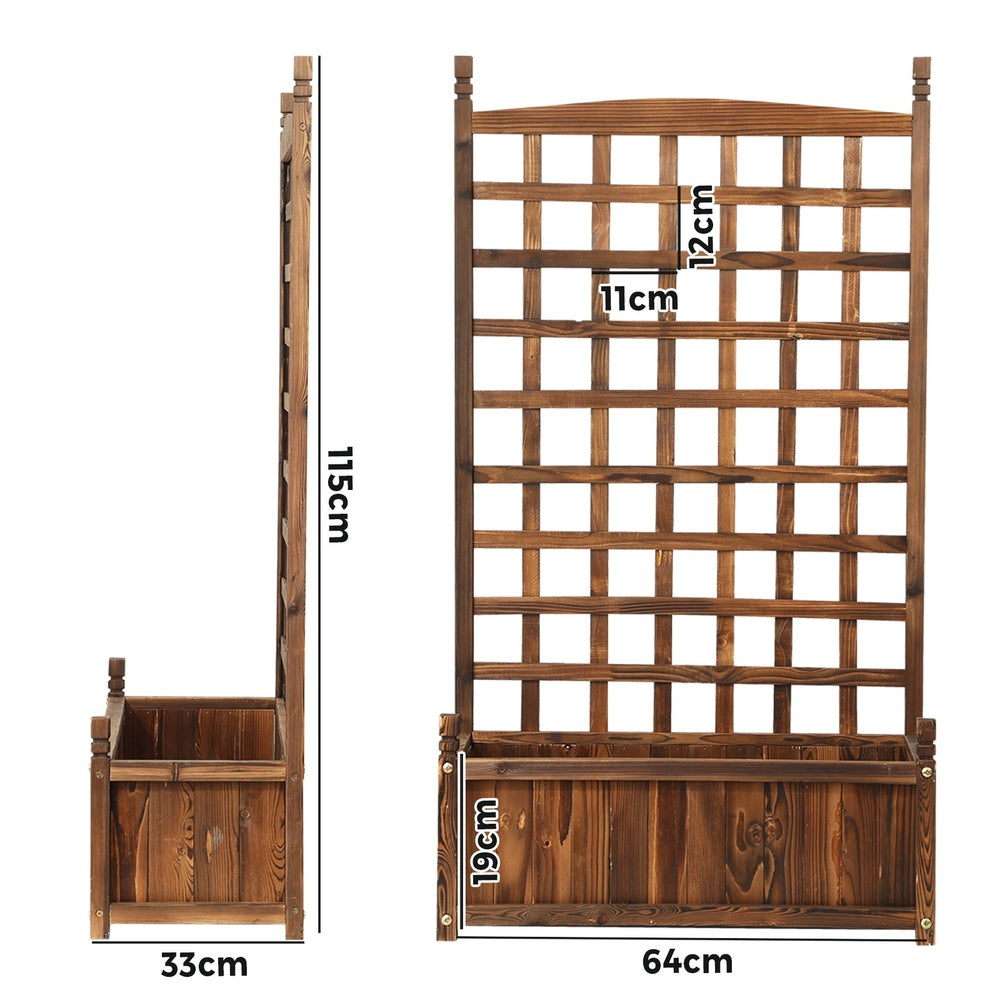 Livsip Wooden Garden Bed with Trellis 64 x 28.5 x 115cm Raised Garden Bed Standing Flower Vegetable Planter-Garden Bed-PEROZ Accessories