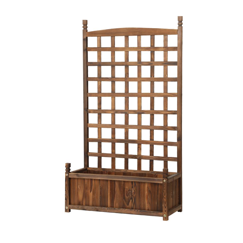 Livsip 2pc Wooden Garden Bed with Trellis 64 x 28.5 x 115cm Raised Garden Bed Standing Flower Vegetable Planter-Garden Beds-PEROZ Accessories