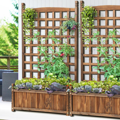 Livsip 2pc Wooden Garden Bed with Trellis 64 x 28.5 x 115cm Raised Garden Bed Standing Flower Vegetable Planter-Garden Beds-PEROZ Accessories