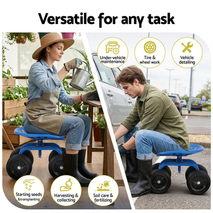 Gardeon Garden Seat 360 Swivel Rolling Adjustable Height Work Scooter Cart Wheels Heavy Duty 150kg-Baby &amp; Kids > Kid&