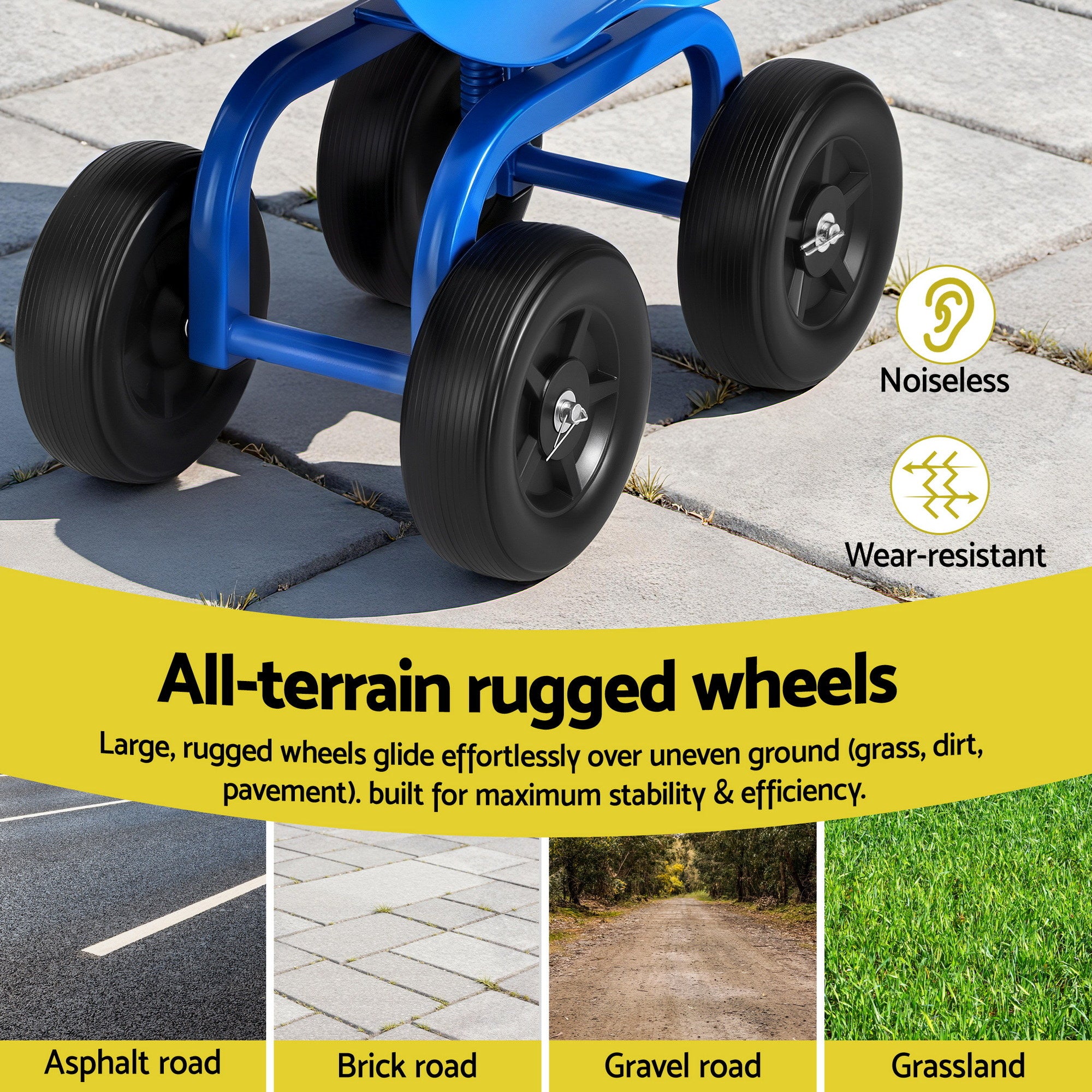 Gardeon Garden Seat 360 Swivel Rolling Adjustable Height Work Scooter Cart Wheels Heavy Duty 150kg-Baby &amp; Kids > Kid&