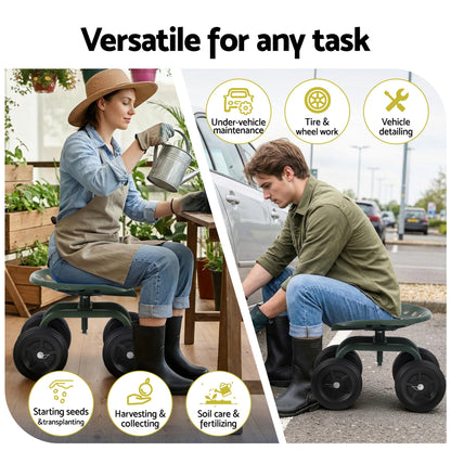 Gardeon Garden Seat 360 Swivel Rolling Adjustable Height Work Scooter Cart Wheels Heavy Duty 150kg-Baby &amp; Kids > Kid&