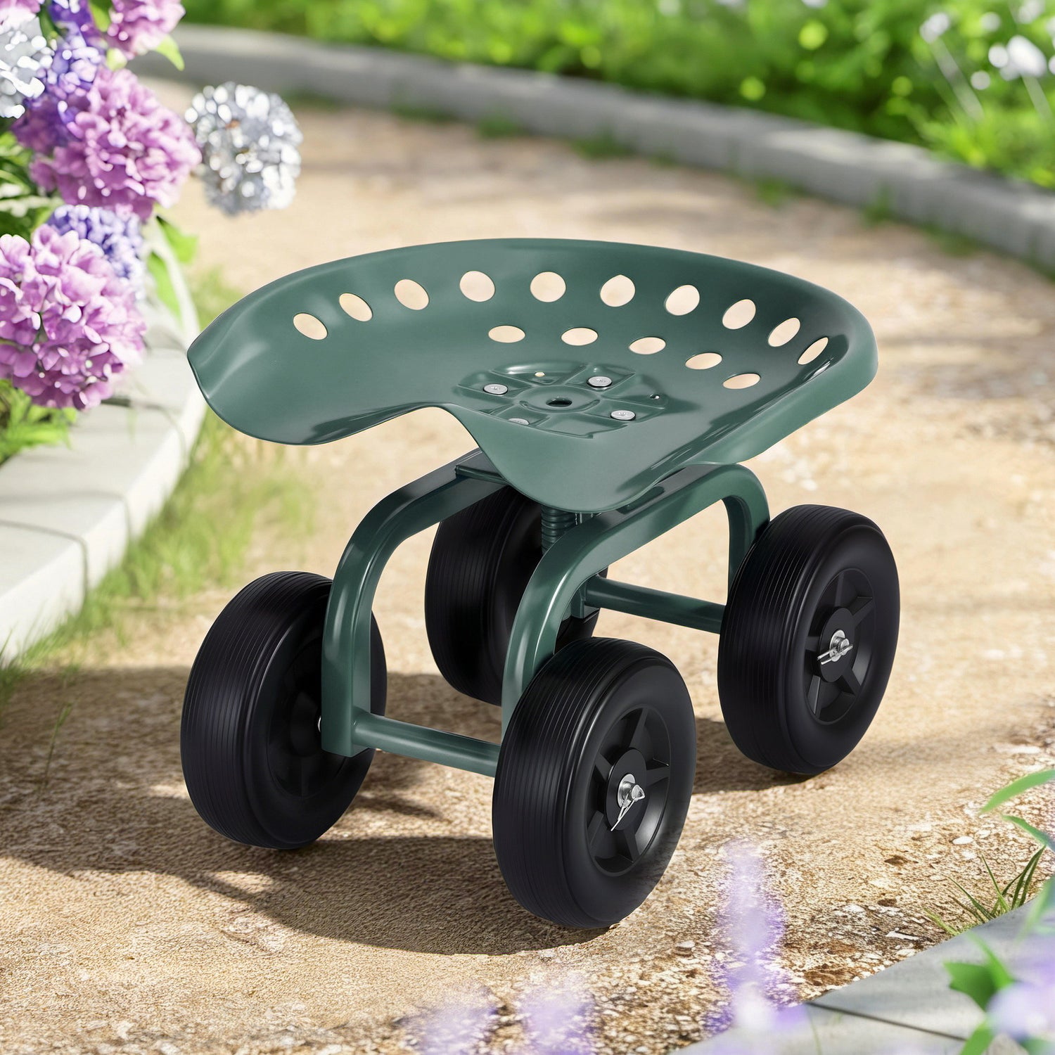 Gardeon Garden Seat 360 Swivel Rolling Adjustable Height Work Scooter Cart Wheels Heavy Duty 150kg-Baby &amp; Kids > Kid&
