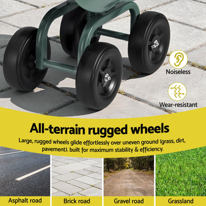 Gardeon Garden Seat 360 Swivel Rolling Adjustable Height Work Scooter Cart Wheels Heavy Duty 150kg-Baby &amp; Kids > Kid&