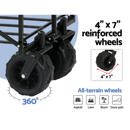 Gardeon Garden Cart Folding 120kg Trolley Camping Wagon Barrow Outdoor Beach-Garden Cart-PEROZ Accessories
