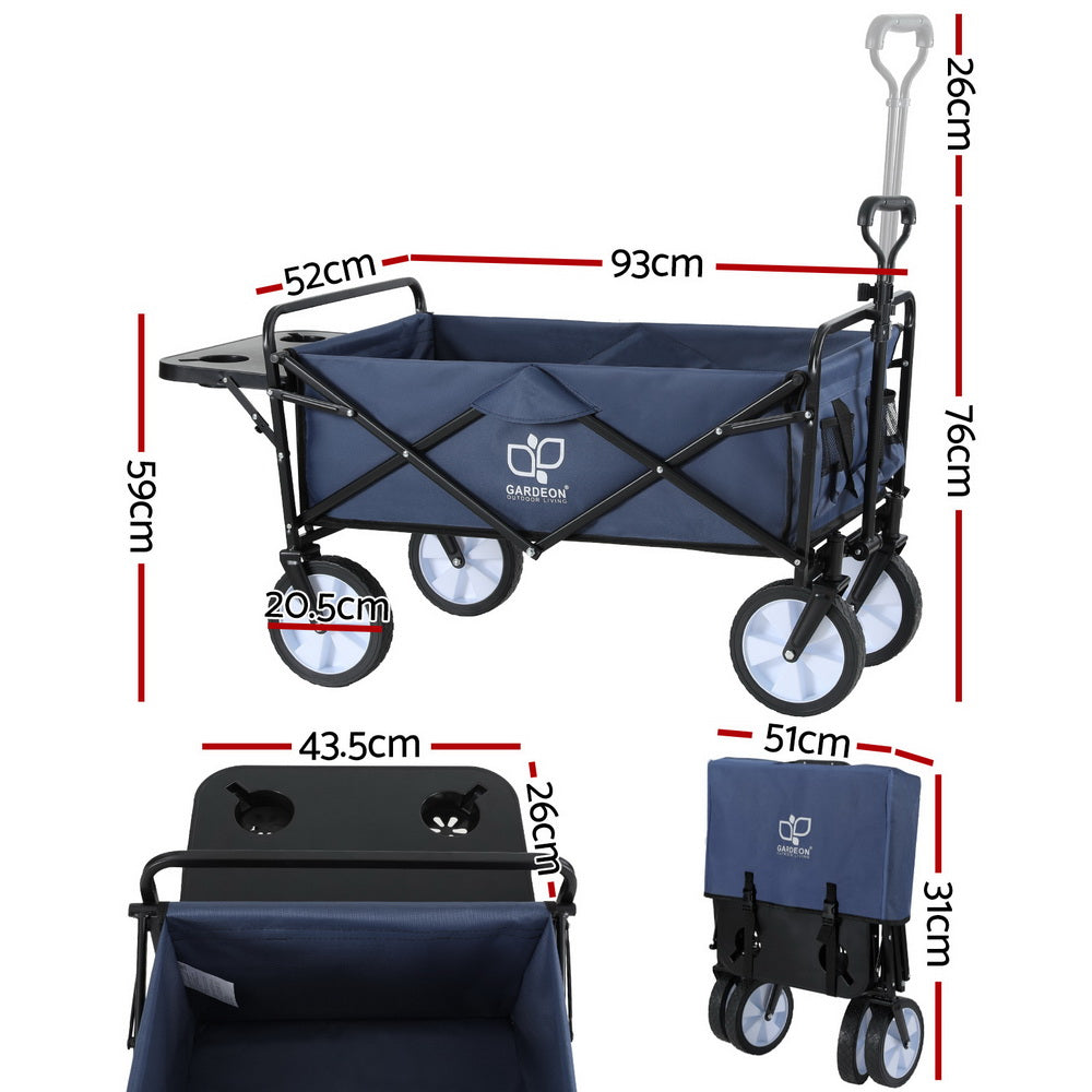 Gardeon Garden Cart with Cup Holders Blue-Home &amp; Garden &gt; Garden Tools-PEROZ Accessories