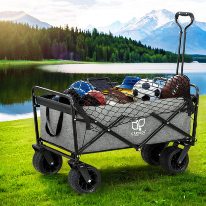 Gardeon Garden Cart with Cargo Net Grey-Furniture &gt; Outdoor &gt; Outdoor Storage Boxes-PEROZ Accessories