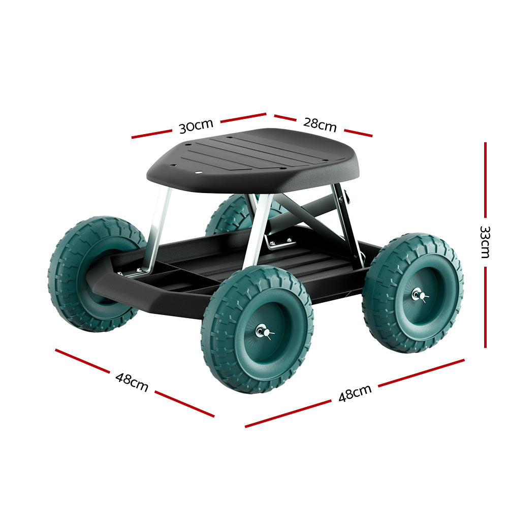 Gardeon Garden Cart Rolling Stool with Wheels Gardening Helper Seat Farm Yard-Garden Cart-PEROZ Accessories