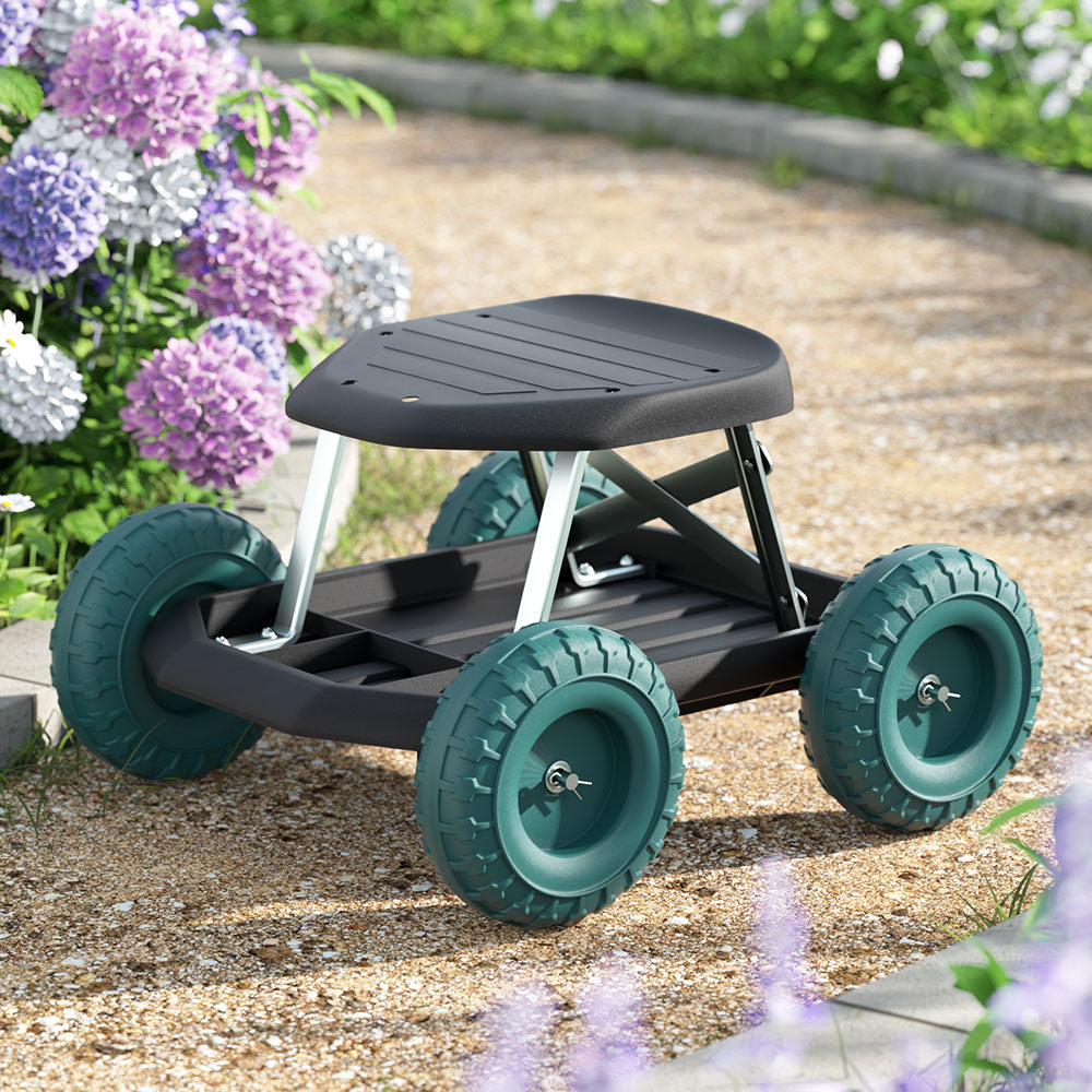 Gardeon Garden Cart Rolling Stool with Wheels Gardening Helper Seat Farm Yard-Garden Cart-PEROZ Accessories