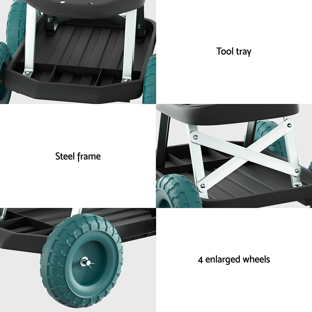 Gardeon Garden Cart Rolling Stool with Wheels Gardening Helper Seat Farm Yard-Garden Cart-PEROZ Accessories