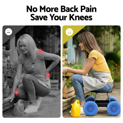 Gardeon Garden Cart Seat with Wheels, Rolling Work Stool with Tool Storage Tray, 440lbs (200kg) Heavy Duty Capacity Garden Stool for Outdoor Yard Work, Car Detailing, and Garage Maintenance, Blue/Black-Baby &amp; Kids > Kid&