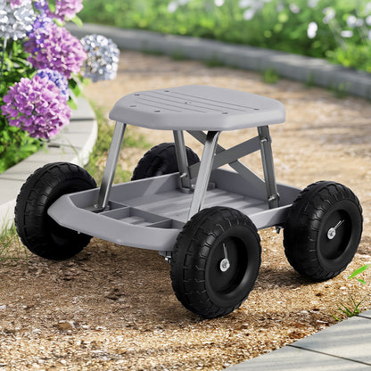 Gardeon Garden Cart Seat with Wheels, Rolling Work Stool with Tool Storage Tray, 440lbs (200kg) Heavy Duty Capacity Garden Stool for Outdoor Yard Work, Car Detailing, and Garage Maintenance, Grey/Black-Baby &amp; Kids > Kid&