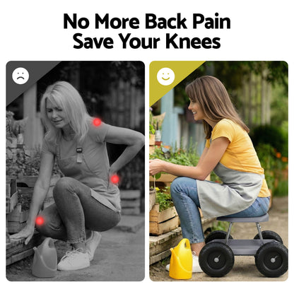 Gardeon Garden Cart Seat with Wheels, Rolling Work Stool with Tool Storage Tray, 440lbs (200kg) Heavy Duty Capacity Garden Stool for Outdoor Yard Work, Car Detailing, and Garage Maintenance, Grey/Black-Baby &amp; Kids > Kid&