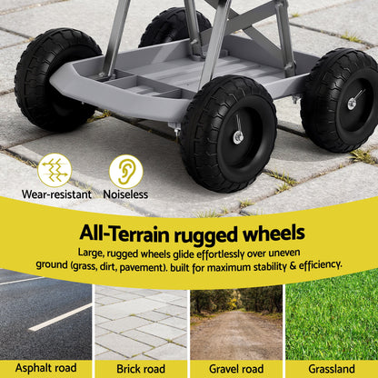 Gardeon Garden Cart Seat with Wheels, Rolling Work Stool with Tool Storage Tray, 440lbs (200kg) Heavy Duty Capacity Garden Stool for Outdoor Yard Work, Car Detailing, and Garage Maintenance, Grey/Black-Baby &amp; Kids > Kid&