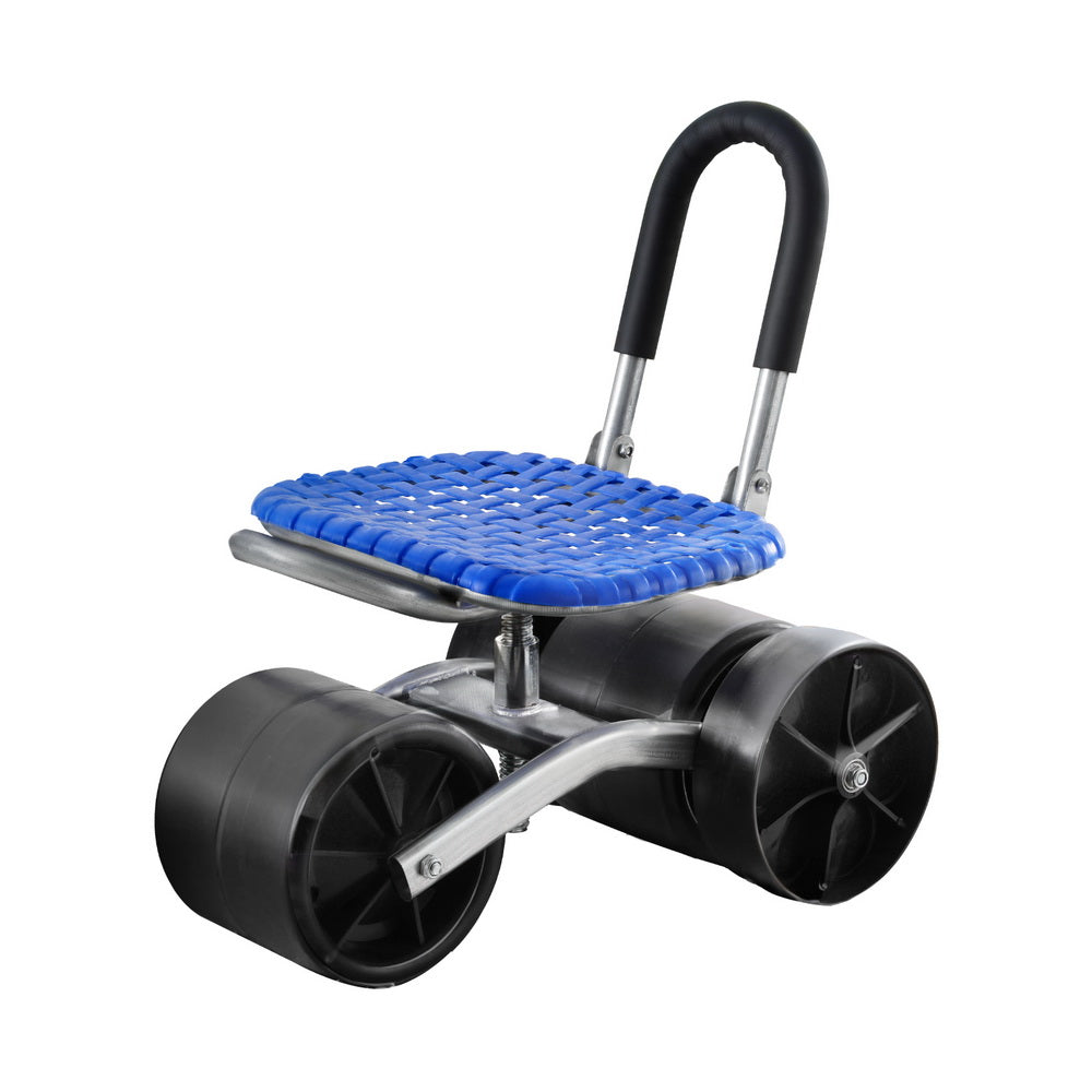 Gardeon Garden Stool Seat Foldable with Wheels Blue-Home &amp; Garden &gt; Garden Furniture-PEROZ Accessories