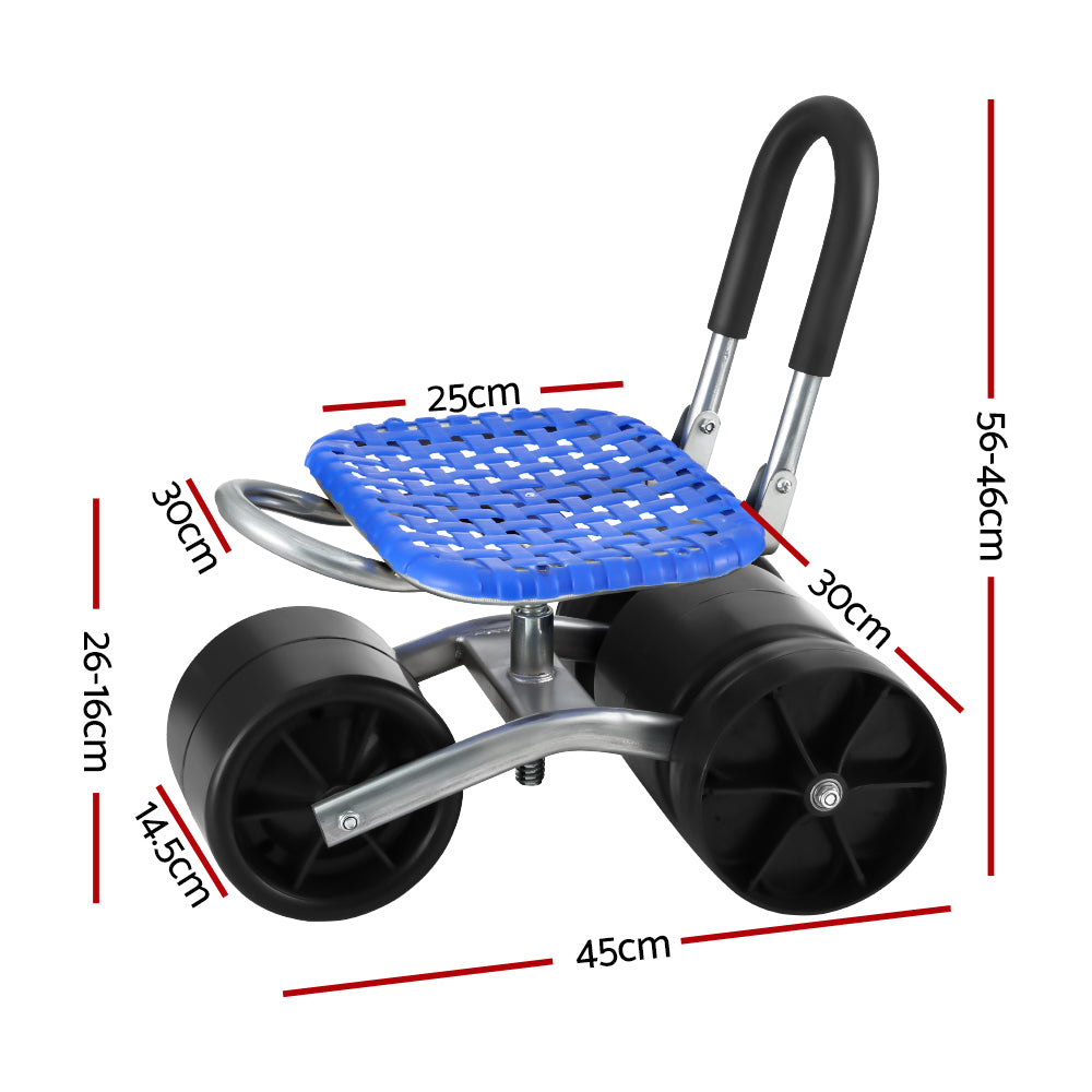 Gardeon Garden Stool Seat Foldable with Wheels Blue-Home &amp; Garden &gt; Garden Furniture-PEROZ Accessories