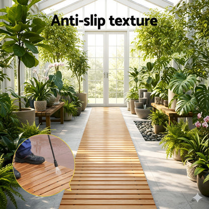 Gardeon 8FT Wooden Garden Pathway Roll-Out Straight Walkway Outdoor Backyard Brown-Home &amp; Garden &gt; Decor &gt; Garden Ornaments-PEROZ Accessories