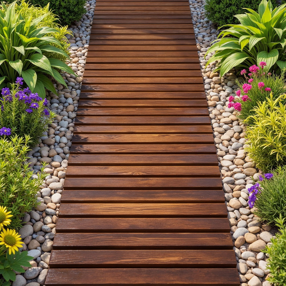 Gardeon 8FT Wooden Garden Pathway Roll-Out Straight Walkway Outdoor Backyard Charcoal Brown-Home &amp; Garden &gt; Decor &gt; Garden Ornaments-PEROZ Accessories
