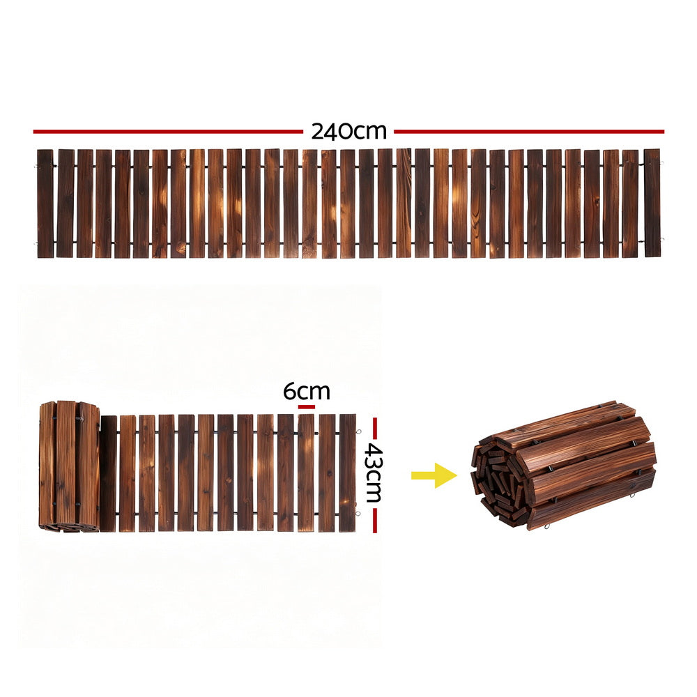 Gardeon 8FT Wooden Garden Pathway Roll-Out Straight Walkway Outdoor Backyard Charcoal Brown-Home &amp; Garden &gt; Decor &gt; Garden Ornaments-PEROZ Accessories