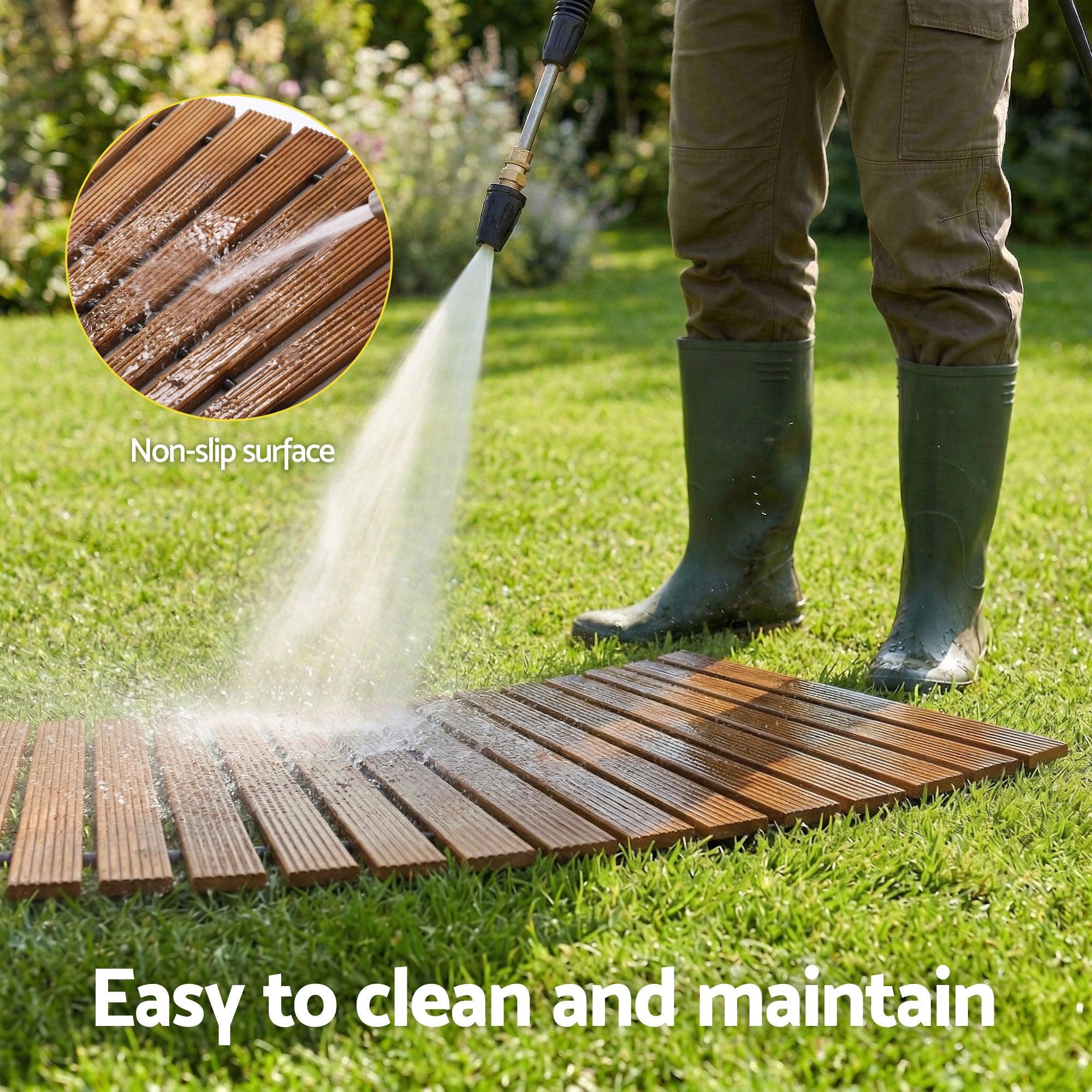 Gardeon 8FT Wooden Garden Pathway Roll-Out Curved Walkway Outdoor Backyard Brown-Home &amp; Garden > Decor > Garden Ornaments-PEROZ Accessories